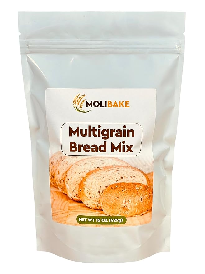 Molibake Multigrain Bread Mix ??Premium All-Natural Baking Mix for Bread Machine and Oven ??15 oz
