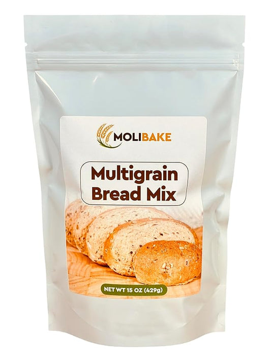 Molibake Multigrain Bread Mix ??Premium All-Natural Baking Mix for Bread Machine and Oven ??15 oz