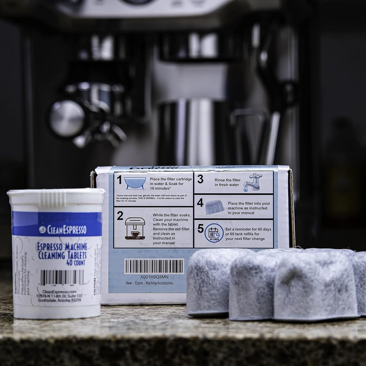 CleanEspresso - Designed For Breville Cleaning Kit - 40 Cleaning Tablets and 6 Water Filters for