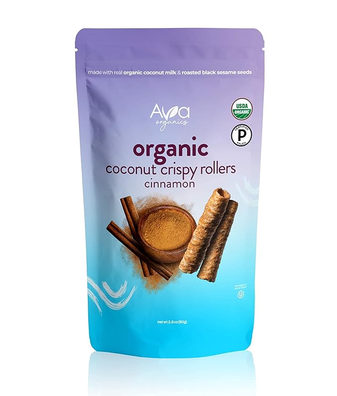 Cinnamon Coconut Crispy Rollers (2.8 oz bags) Ava Organics - Gluten Free, Non-GMO, Kosher
