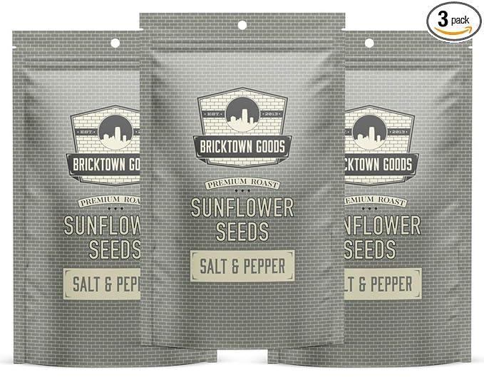 Bricktown Goods Salt and Pepper Flavored Sunflower Seeds - 3 Pack - Boldly Seasoned and Roasted