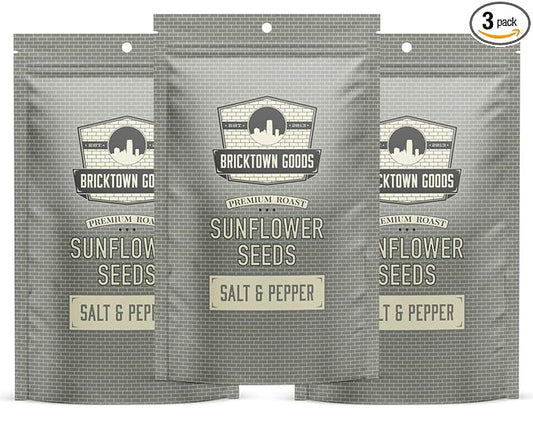 Bricktown Goods Salt and Pepper Flavored Sunflower Seeds - 3 Pack - Boldly Seasoned and Roasted