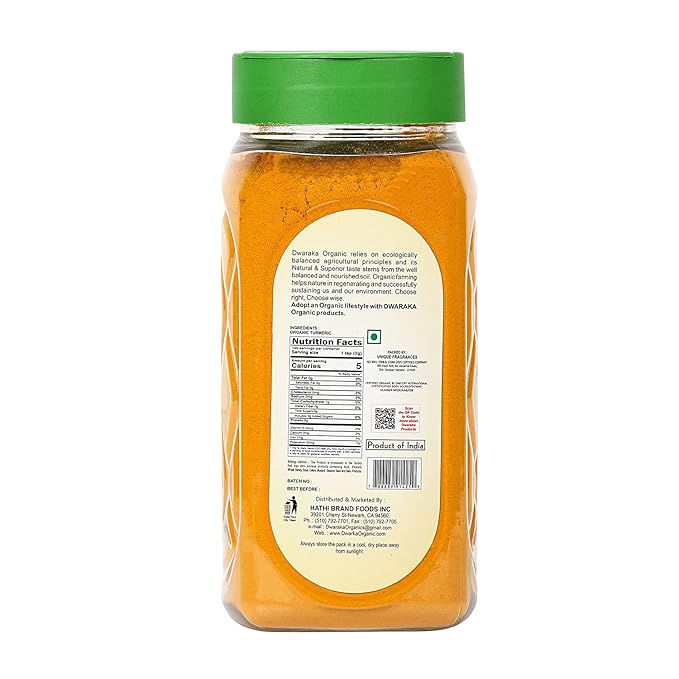 Dwaraka Organic - Turmeric Powder, 7oz, Healthy, Organic, Non GMO, All Natural