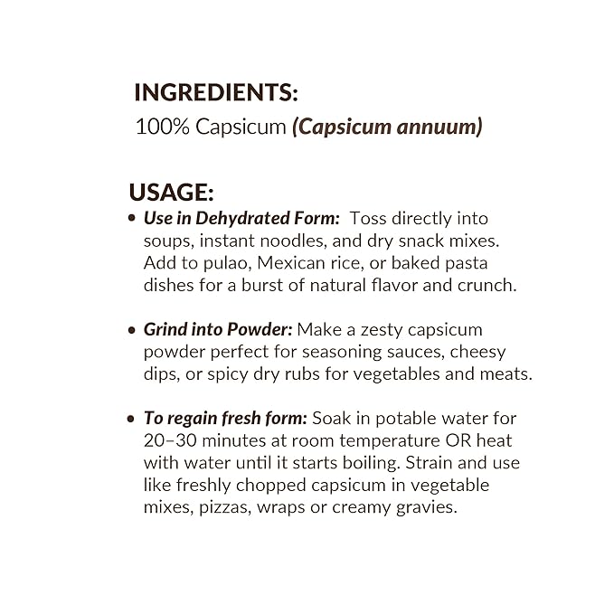 SHROOTS Green Dehydrated Bell Pepper Flakes ??Dried Capsicum Vegetable for for Soup Mix, Kosher