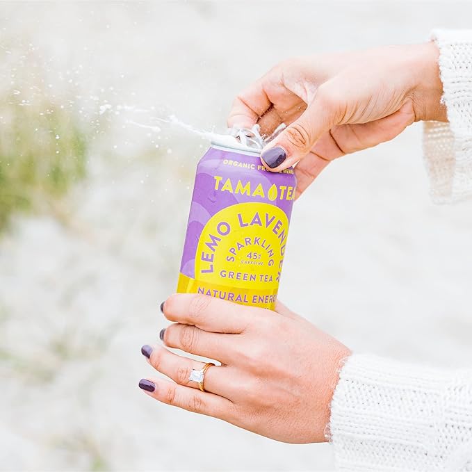Tama Tea Sugar-Free Sparkling Green Tea, Lemo Lavender – Organic & Naturally Energizing – Zero