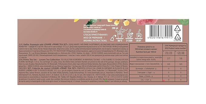 Lovare Black and Green Tea Bags Variety Pack - Made in Ukraine Tea Sampler - Individually Wrapped