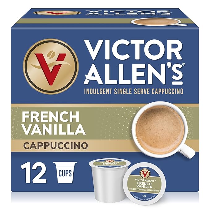 Victor Allen's Coffee French Vanilla Cappuccino, 12 Count, Single Serve Cappuccino Mix for Keurig