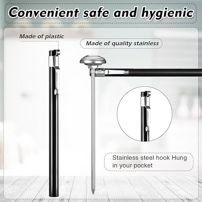 Xuhal 6 Pcs Stainless Steel Kitchen Thermometer with 5 Inch Long Stem 1 Inch Dial Thermometer Milk