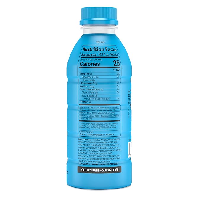 PRIME Hydration BLUE RASPBERRY, Sports Drinks, Electrolyte Enhanced for Replenishing Fluids, 250mg