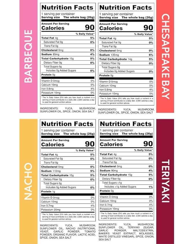 SNACKLINS Plant Based Crisps 4 Flavor Variety - Nacho, BBQ, Teriyaki, Chesapeake Bay - Gluten Free