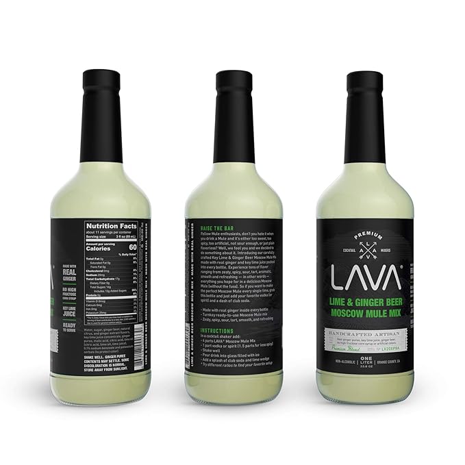 LAVA Premium Spicy Moscow Mule Mix by LAVA Craft Cocktail Co., Made with Ginger Beer, Key Lime
