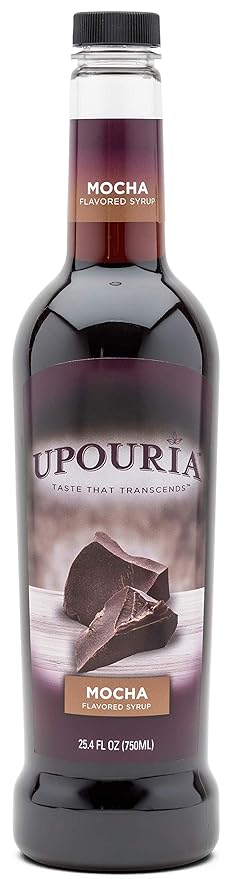 Upouria Mocha Coffee Syrup Flavoring, 100% Vegan, Gluten-Free, Kosher, 750 mL Bottle (Pack of 2)