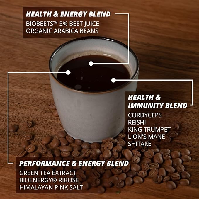 UNBEETABREW Organic Beetroot & Mushroom Coffee ??Plant-Based, Energy with Beet Juice, Adaptogens