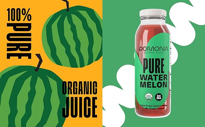Pomona Organic Juices Pure Watermelon Juice, Cold Pressed Organic Juice, Non-GMO, No Sugar Added