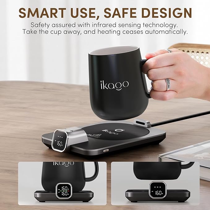 Coffee Mug Warmer Set, Temperature Control Smart Heated Mug for Desk, Electric Coffee Warmer with