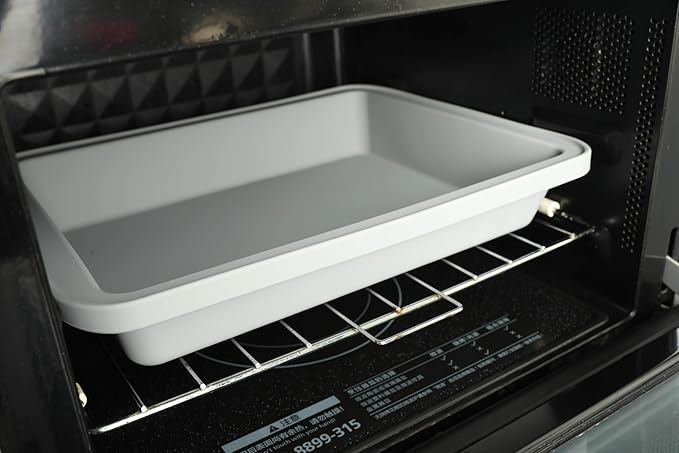 Sunsetbaby Silicone Baking Dish with Handles, Deep Rectangular Bakeware Cake Pan, Compatible with