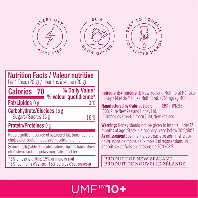 Manuka Honey New Zealand 100% Pure UMF 10+ MGO 261+ Squeezy Honey Raw & Unfiltered Certified Award
