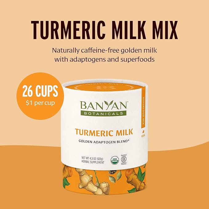 Banyan Botanicals Turmeric Milk ??Organic Turmeric Latte Mix with Ashwagandha & Cardamom ??Instant