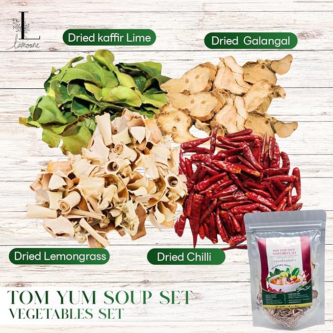 Thai Spice Mix for Tom Yum Soup, 30g, Makes 2-4 Servings, Chili, Galangal, Lemongrass, Lime Leaves