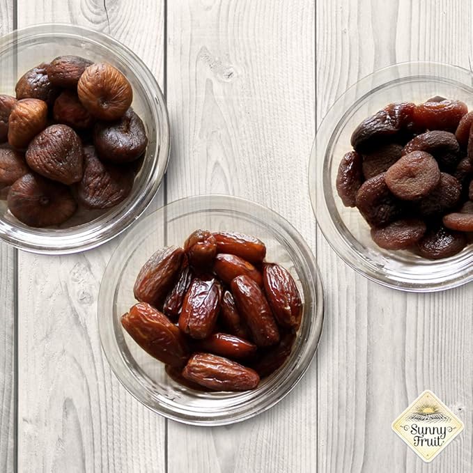 Sunny Fruit Organic Dried Fruit Assortment - Dates, Figs & Apricots Variety, 3 Bags (15 Individual