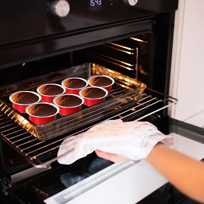 Eaasty 150 Pcs Baking Cups with Lids, 1.6 oz Muffin Cupcake Liners Aluminum Foil Mini Cake Pans