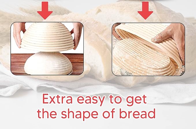 10 Inch Oval Bread Banneton Proofing Basket Set of 2, Sourdough Proofing Basket kit for Artisanal