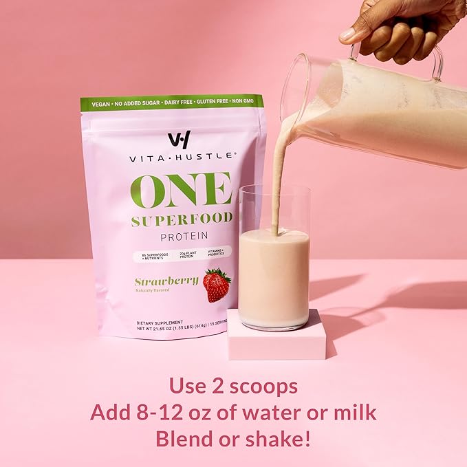 VitaHustle ONE Meal Replacement Shake - Plant Based Protein Powder by Kevin Hart - Vegan, Meal