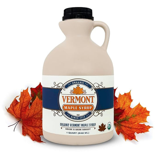 Vermont Maple Syrup - 32 oz Grade A, Dark Robust Organic Maple Syrup - 100% Pure and Authentic