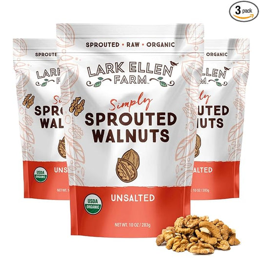 Lark Ellen Farm Organic Sprouted Walnuts ??Raw, Unsalted, Keto-Friendly, Healthy Vegan Snack