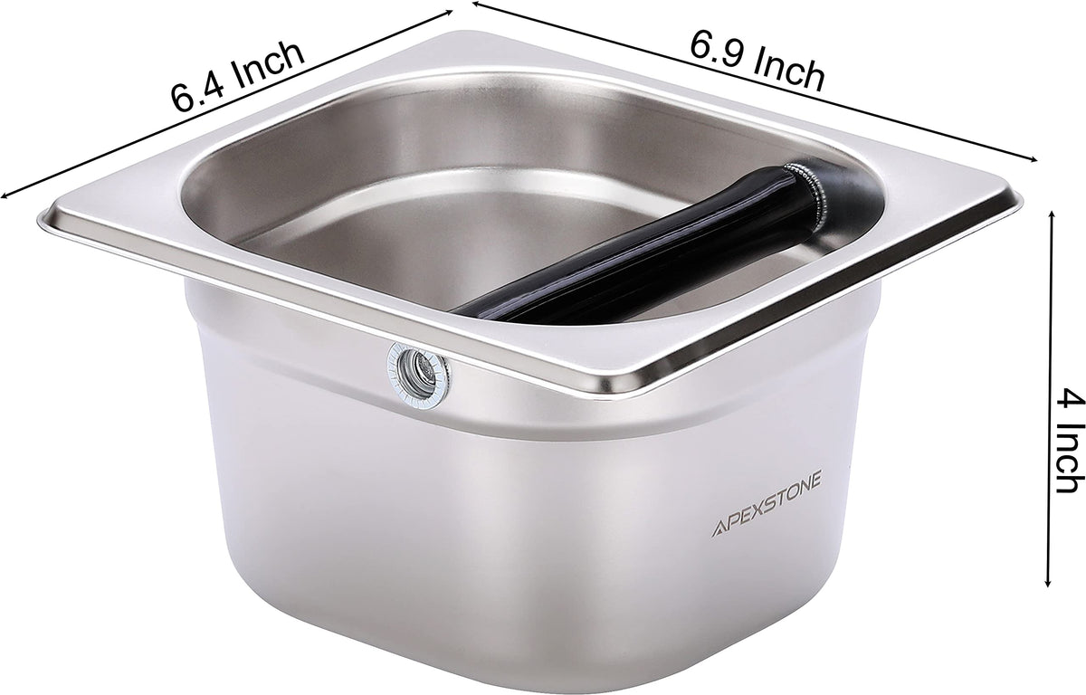 Apexstone Coffee Knock Box Stainless Steel, 6.9 Inch Espresso Knock Box for Espresso Coffee