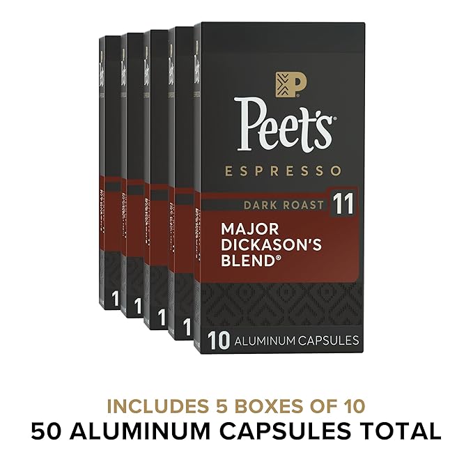 Peet's Coffee, Dark Roast Espresso Capsules, Compatible with Nespresso Original Machines - Major