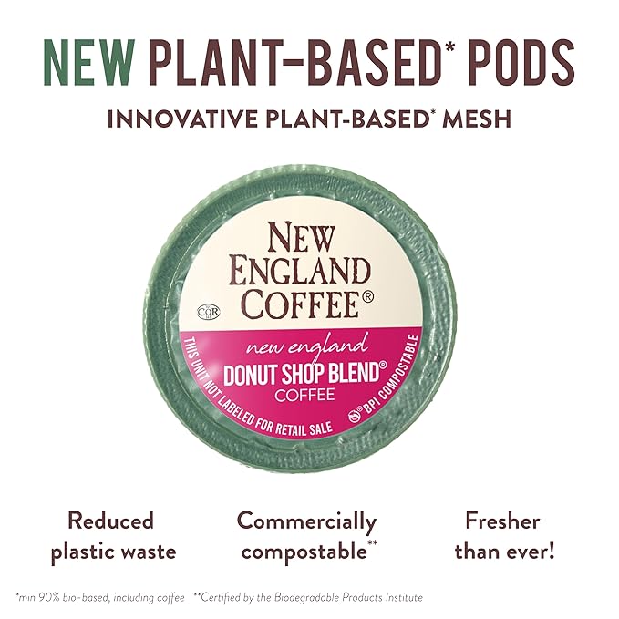 New England Coffee Donut Shop Blend Light Roast Single Serve Pods, 12ct Box (Pack of 6)
