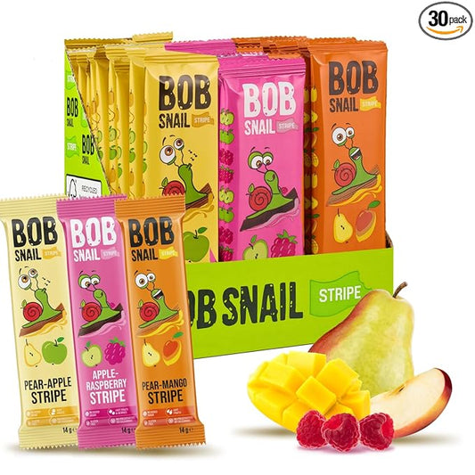 BOB SNAIL Healthy Organic Fruit Snacks for Kids and Adults ??30 Organic Fruit Leather Snacks with