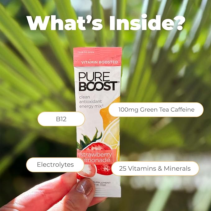 Pureboost Clean Energy Booster, Refreshing Energy Drink Mix with B12 Vitamins, Electrolytes