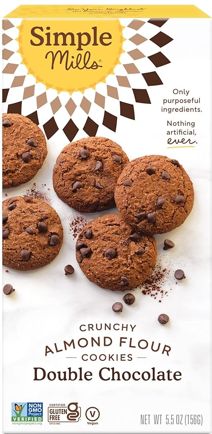 Simple Mills Almond Flour Crunchy Cookies, Double Chocolate Chip - Gluten Free, Vegan, Healthy