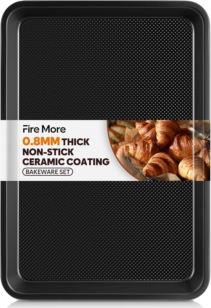 Cookie Sheet for Baking, Ceramic Baking Sheet Jelly Roll Pan, Thicker Carbon Steel Baking Sheet Non