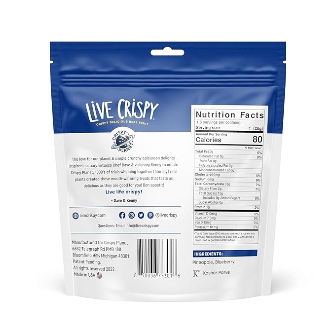 Live Crispy Fruit Chips - Pineapple-Powered Snack Packed with 100% Natural Fruit