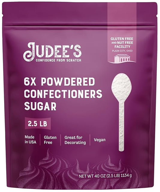 Judee?™s 6X Powdered Confectioners Sugar 2.5 lb - 100% Non-GMO, Gluten-Free, and Nut-Free - 6X Size