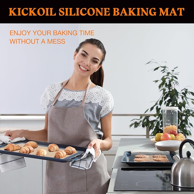 Silicone Baking Mat Large 3 Pack-2 Half Sheets+1 Small Quarter Sheet,Reusable Non Stick Food Safe