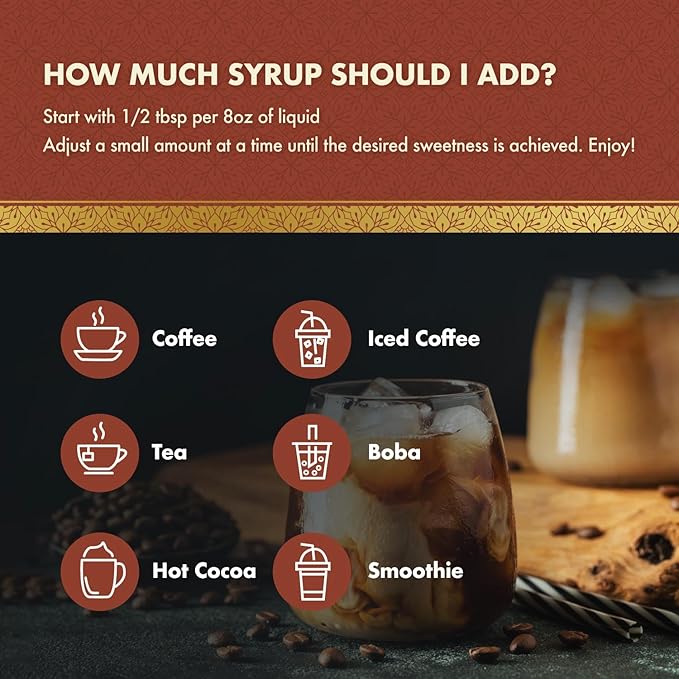 ChocZero Sugar Free Coffee Syrup, Cinnamon Dolce Flavor, Simple Syrup Drink Mix, Brown Sugar Latte
