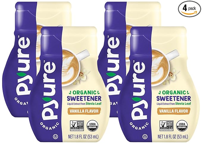 Pyure Organic Liquid Vanilla Stevia Drops | Stevia Liquid Sweetener Keto Sugar Substitutes | Zero