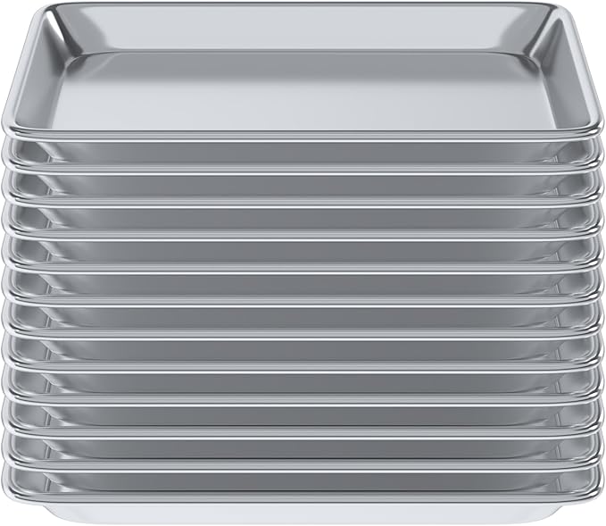 Pack of 12 | 10 in. x 13 in. Quarter Size Aluminum Bun. / Sheet Pan | Ideal for baking, roasting