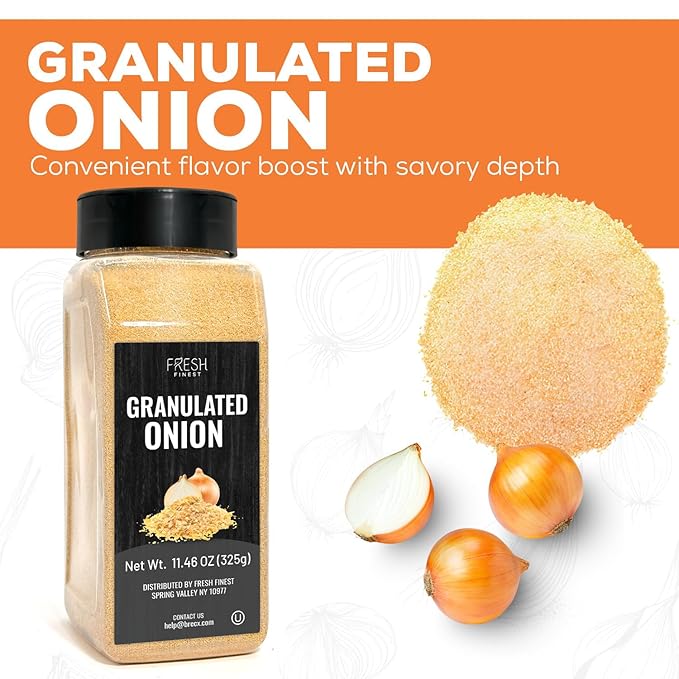 Fresh Finest Granulated Onion 11.46oz - Premium Onion Powder - All-Natural, Non-GMO, Gluten-Free