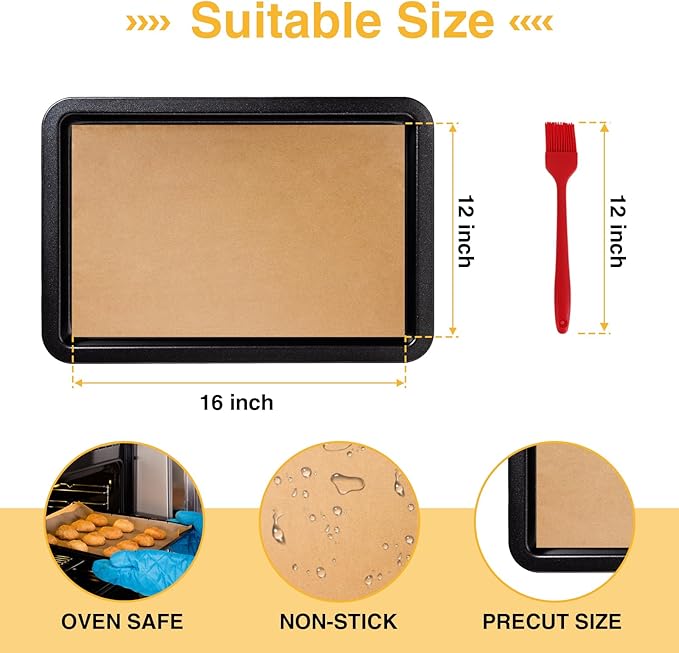 300 PCS Parchment Paper Sheets - OAMCEG 12x16 Inch No Chemical Non-Stick Unbleached Pre-Cut