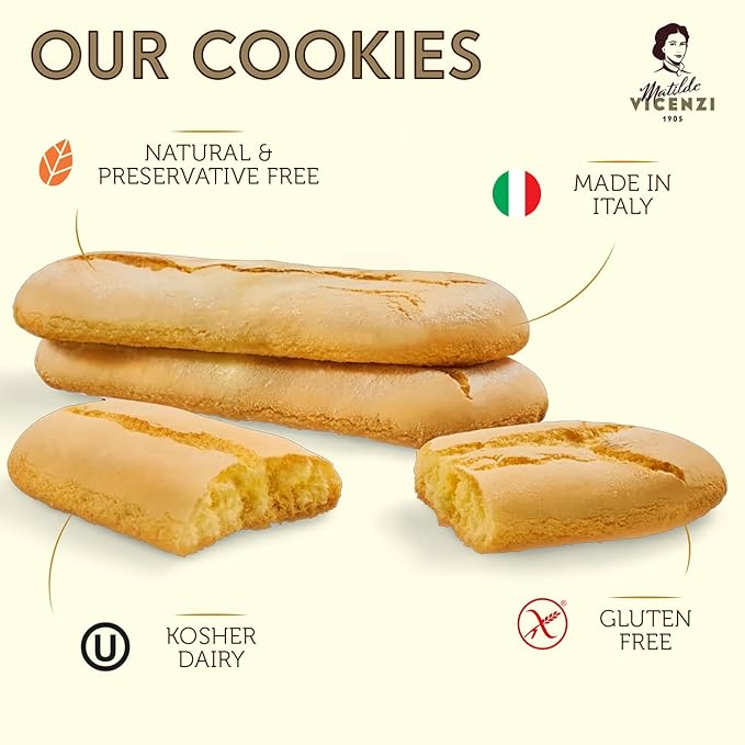 Matilde Vicenzi Gluten Free Vicenzovo Ladyfingers - Classic Italian Biscuits, Lady Fingers Cookies
