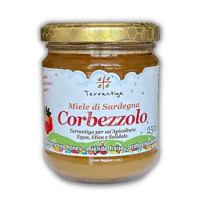 Corbezzolo Raw Honey from Wild Strawberry Tree Flowers, Artisanal Bitter-Sweet Honey from Sardinia