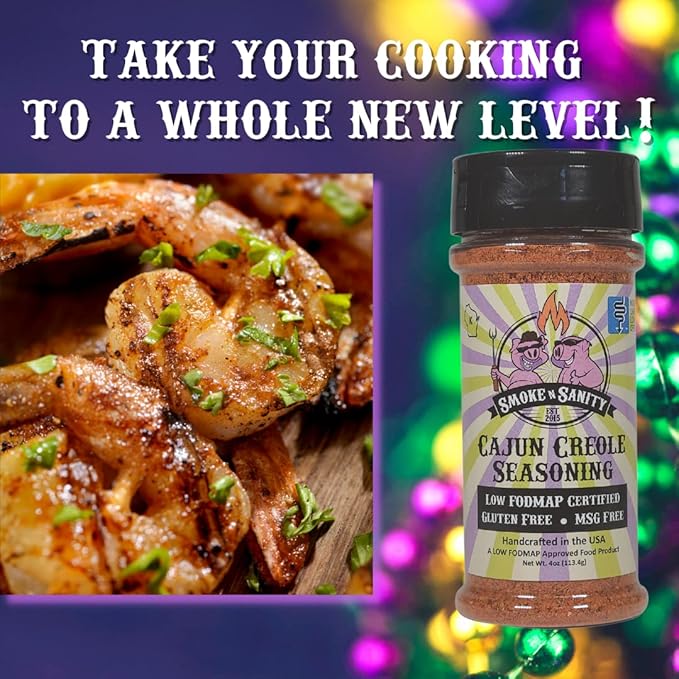 Smoke n Sanity Cajun Creole - Certified Low FODMAP Seasonings - Gluten Free - Certified Kosher