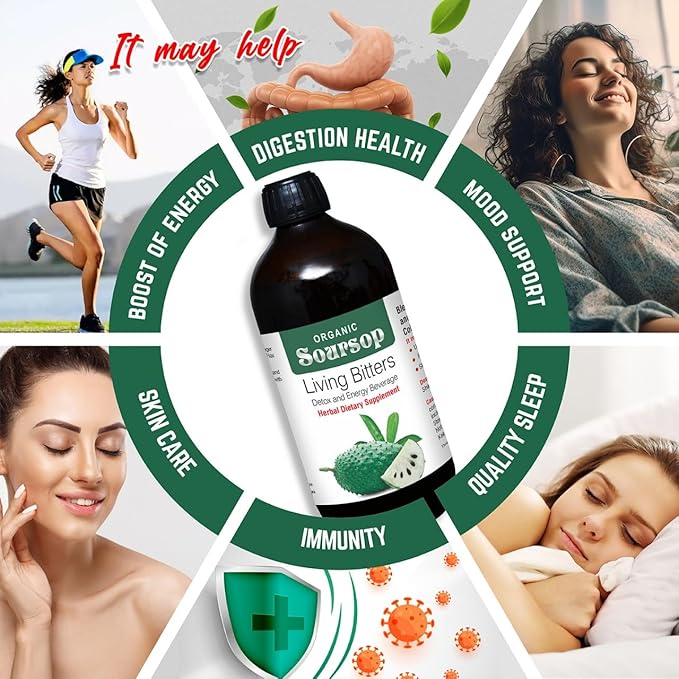 Premium Soursop Bitters Liquid | Natural Living Bitters for Overall Wellness 16 OZ