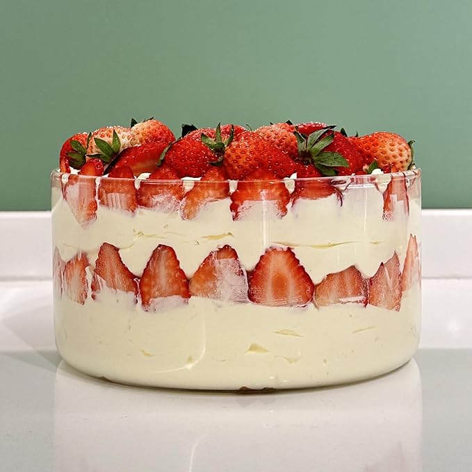 190oz Extra Large Glass Trifle Bowl, Modern Design Clear Glass Round Dessert Centerpiece Serving