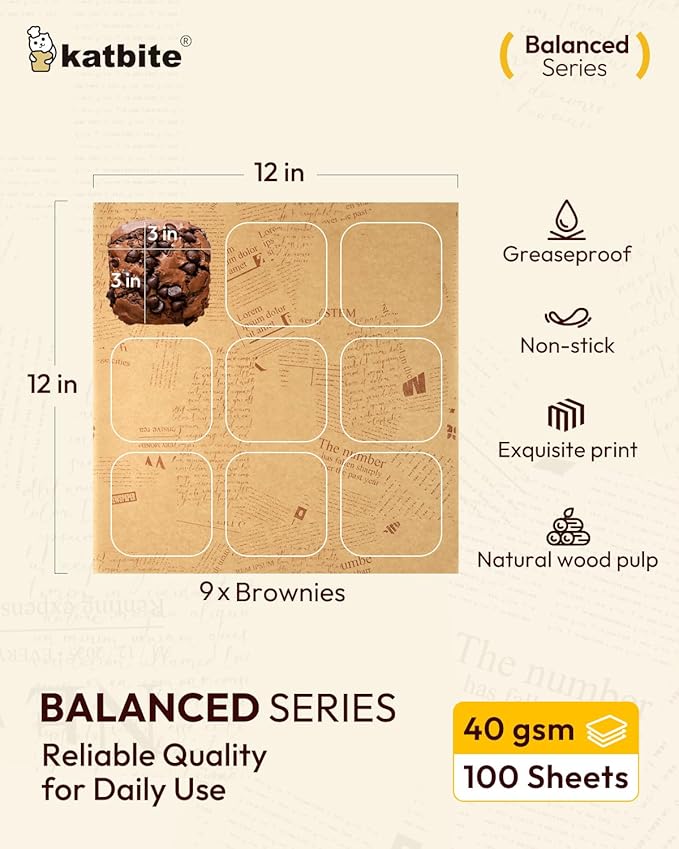 Katbite 100Pcs 12 In Food Wrapping Paper, New Pattern Heavy duty Deli Paper, Greaseproof &